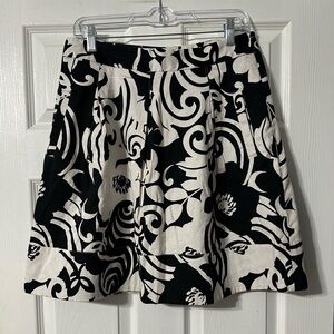 Black & White Floral A-Line Women's Skirt